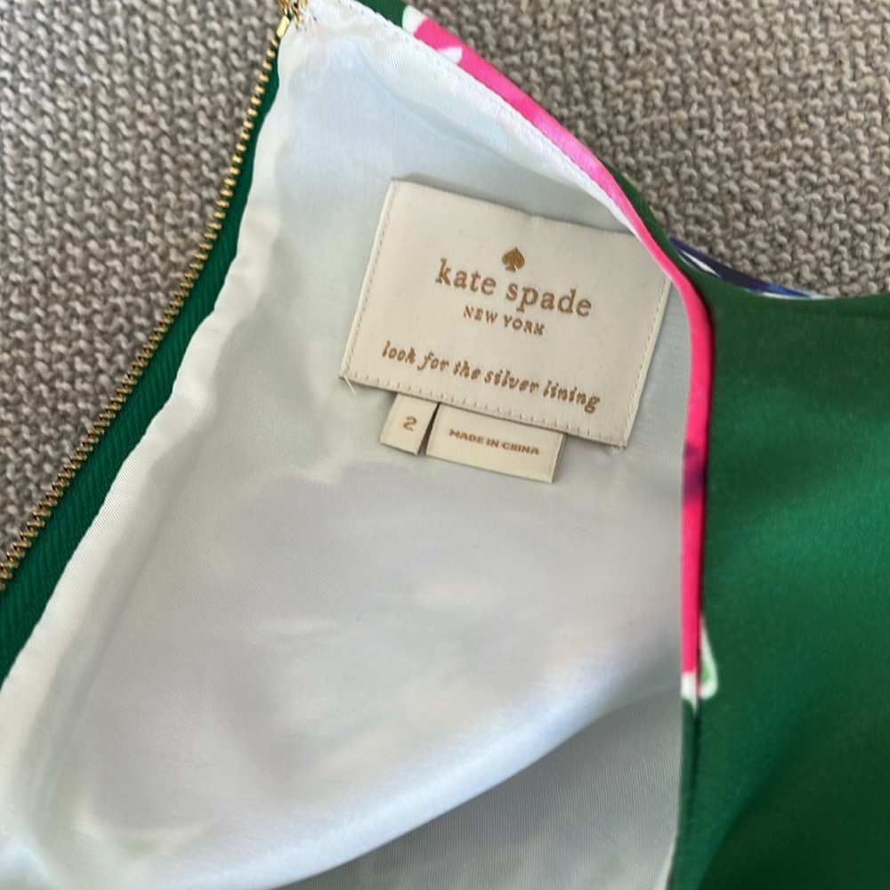 Kate Spade Green Floral Cocktail Dress Sz 2 - Picture 4 of 7